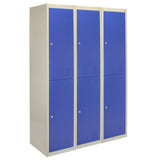 3 x casiers de rangement en métal - Deux portes, bleu - A plat