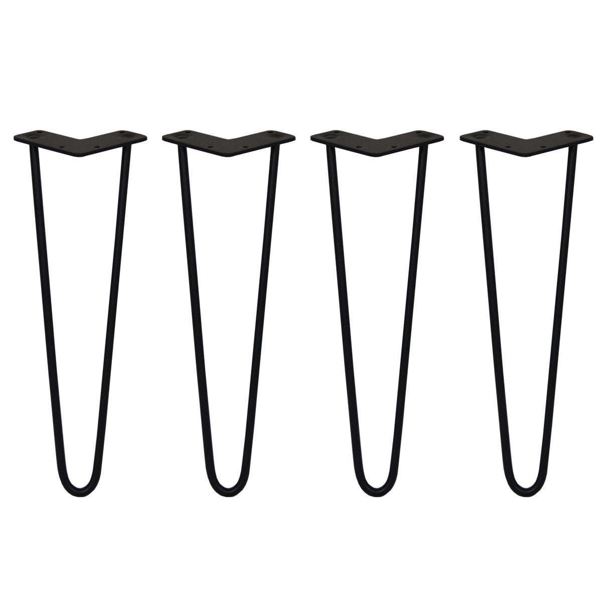4 Pieds de Table en Épingle à Cheveux - 40,6cm - 2 Tiges - 10mm – Fini Noir