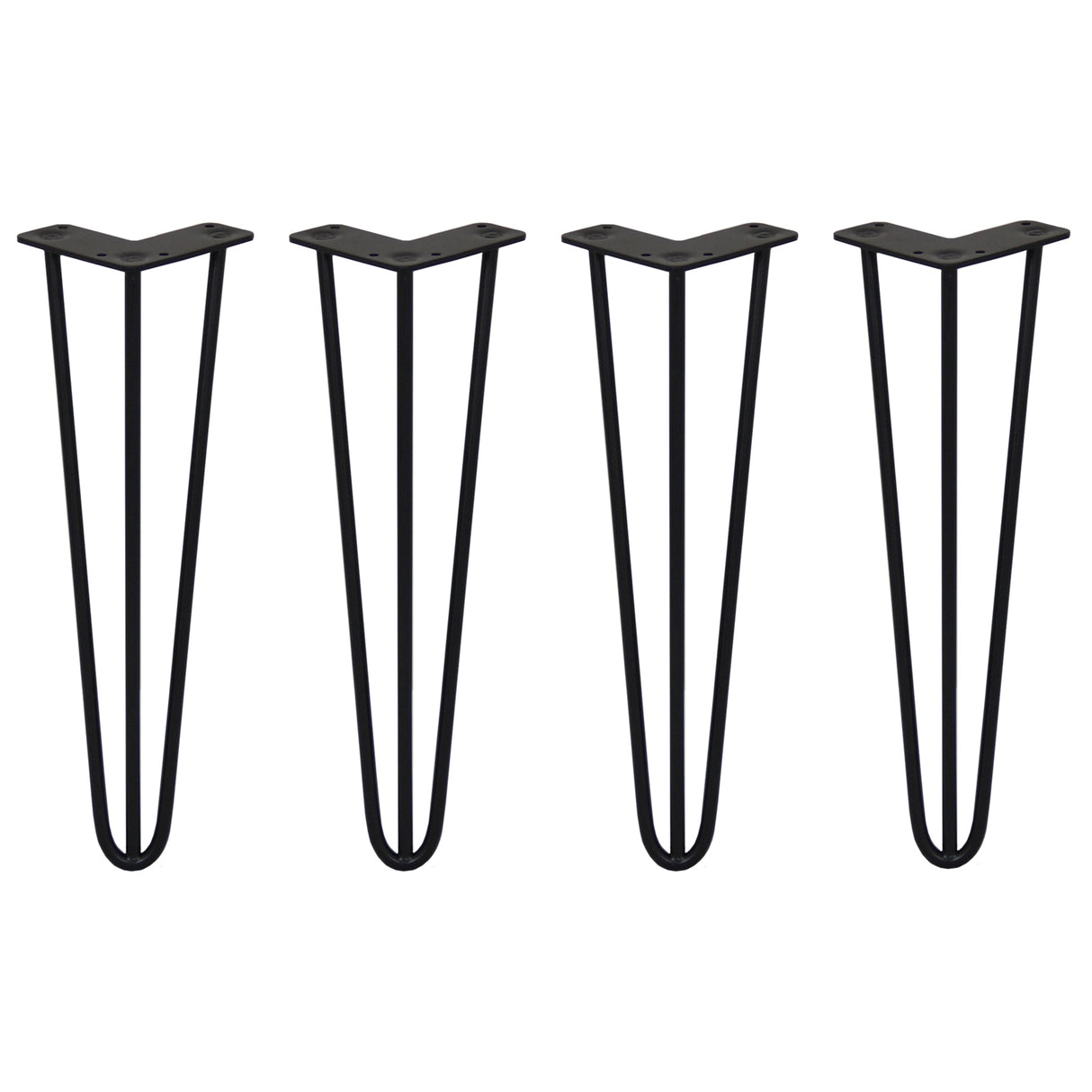 4 Pieds de Table en Épingle à Cheveux - 40,6cm - 3 Tiges - 10mm – Fini Noir