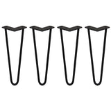 4 Pieds de Table en Épingle à Cheveux - 35,5cm - 2 Tiges - 12mm – Fini Noir