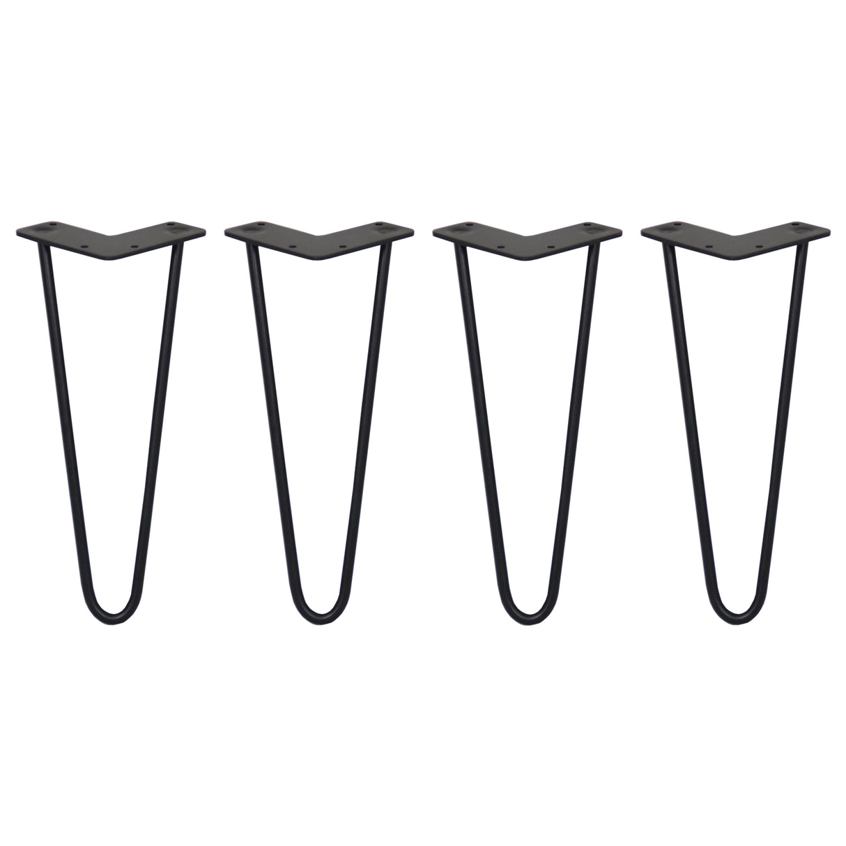 4 Pieds de Table en Épingle à Cheveux - 30,5cm - 2 Tiges - 10mm – Fini Noir