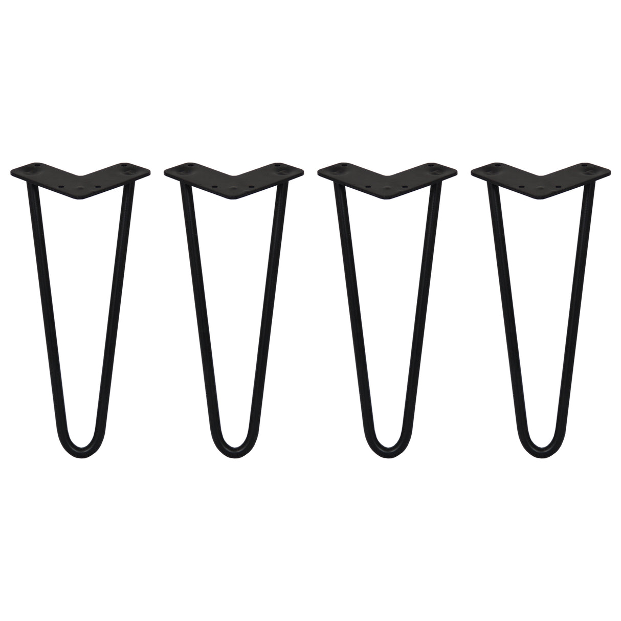 4 Pieds de Table en Épingle à Cheveux - 30,5cm - 2 Tiges - 12mm – Fini Noir