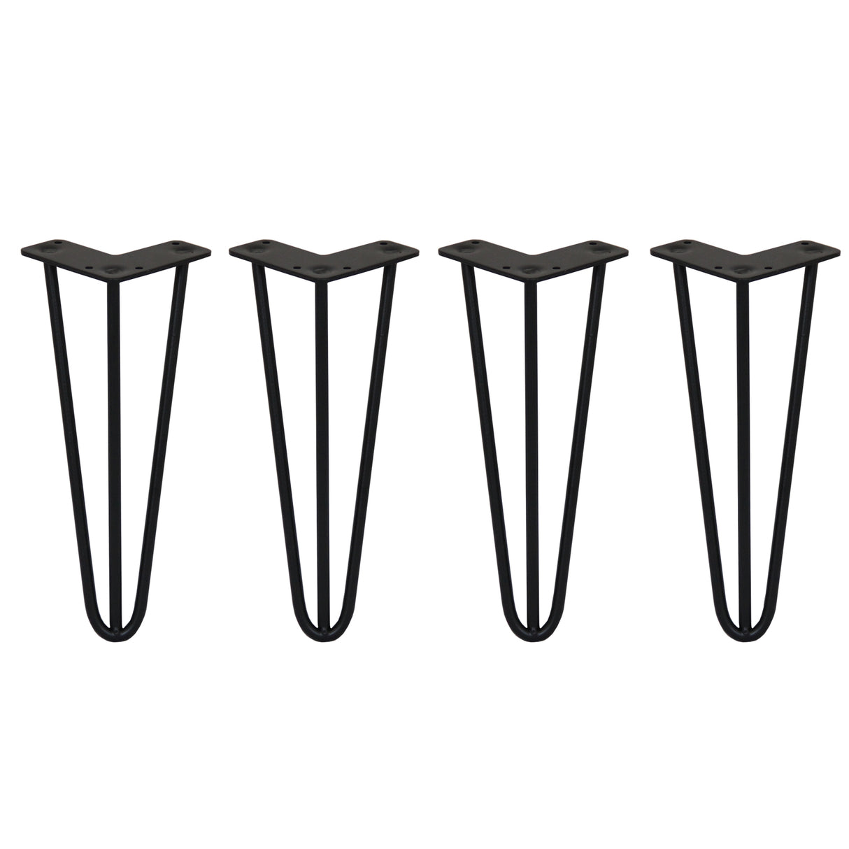 4 Pieds de Table en Épingle à Cheveux - 30,5cm - 3 Tiges - 10mm – Fini Noir