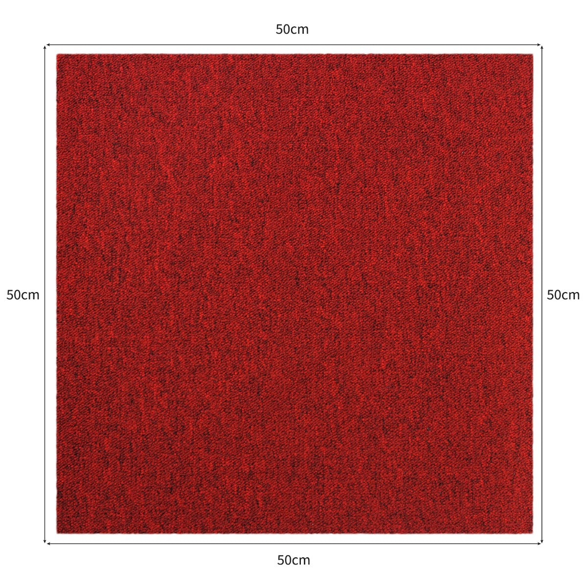 Dalle de Moquette Couleur Rouge Ecarlate, 20 Dalles de 50cm x 50cm (5m²)