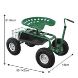 Siège pour Jardin Robuste Vert avec Panier et Bac à Outils