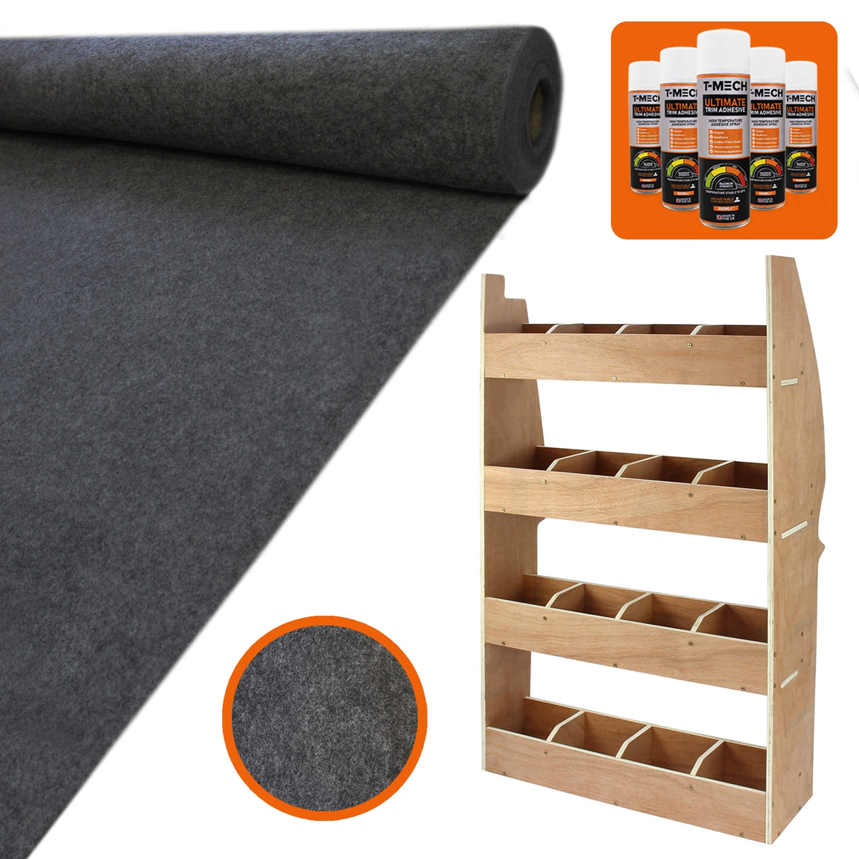 11m² Doublure Intérieure Feutre Gris Anthracite & Rangement MDF pour Berlingo