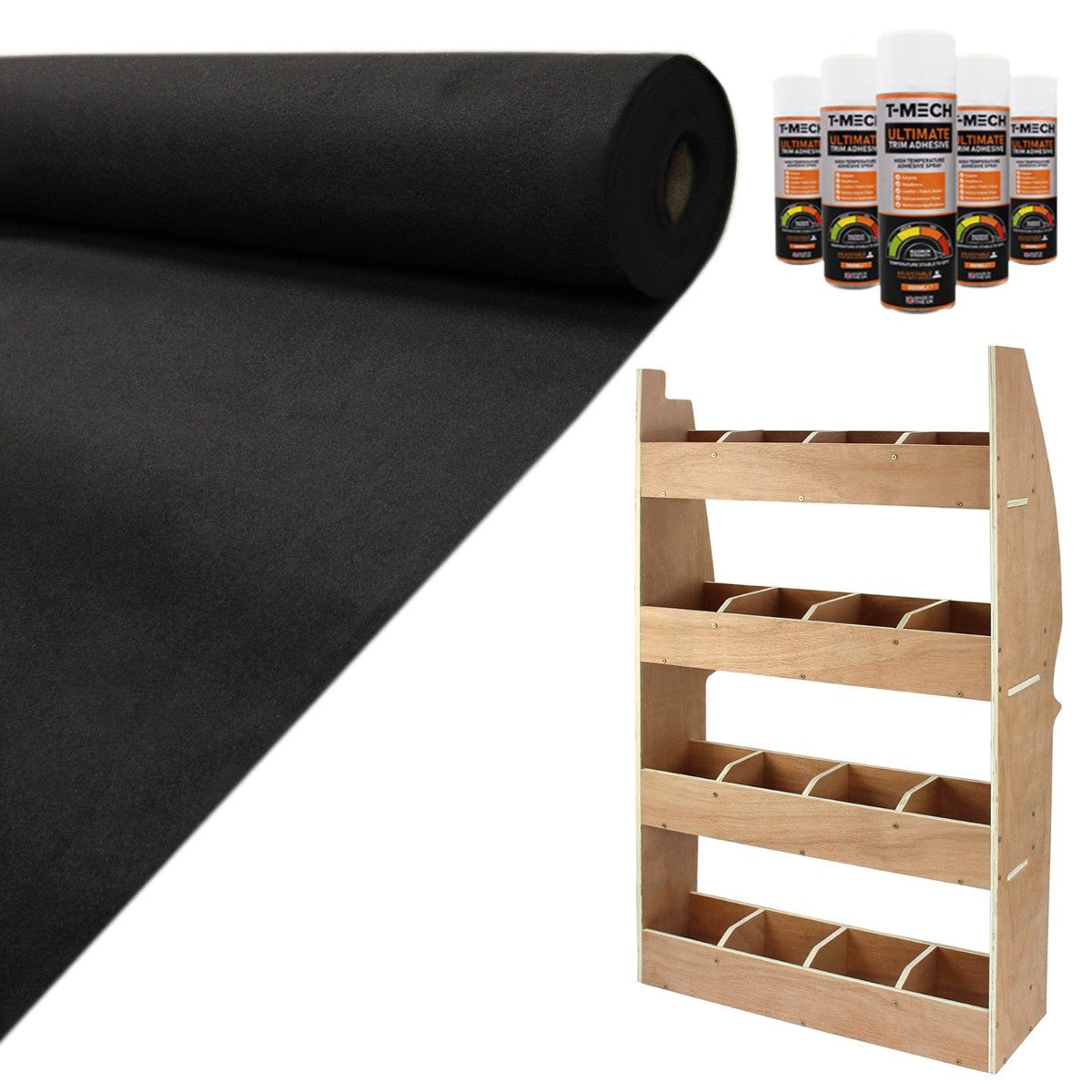 11m² Doublure Intérieure Feutre Noir & Rangement MDF pour Berlingo