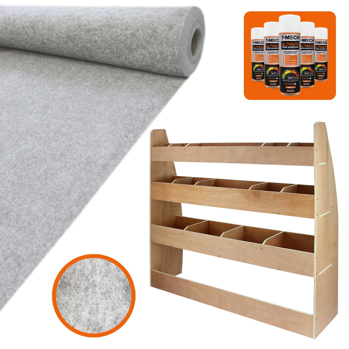 11m² Doublure Intérieure Feutre Argenté & Rangement MDF pour VW Caddy Maxi