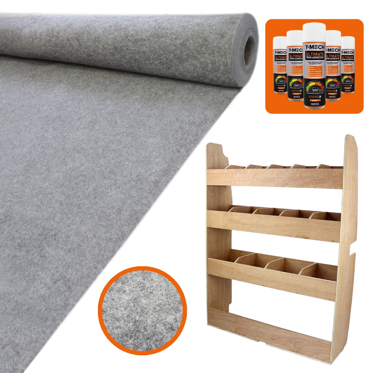 11m² Doublure Intérieure Feutre Gris Foncé & Rangement MDF pour Ford Transit Custom SWB