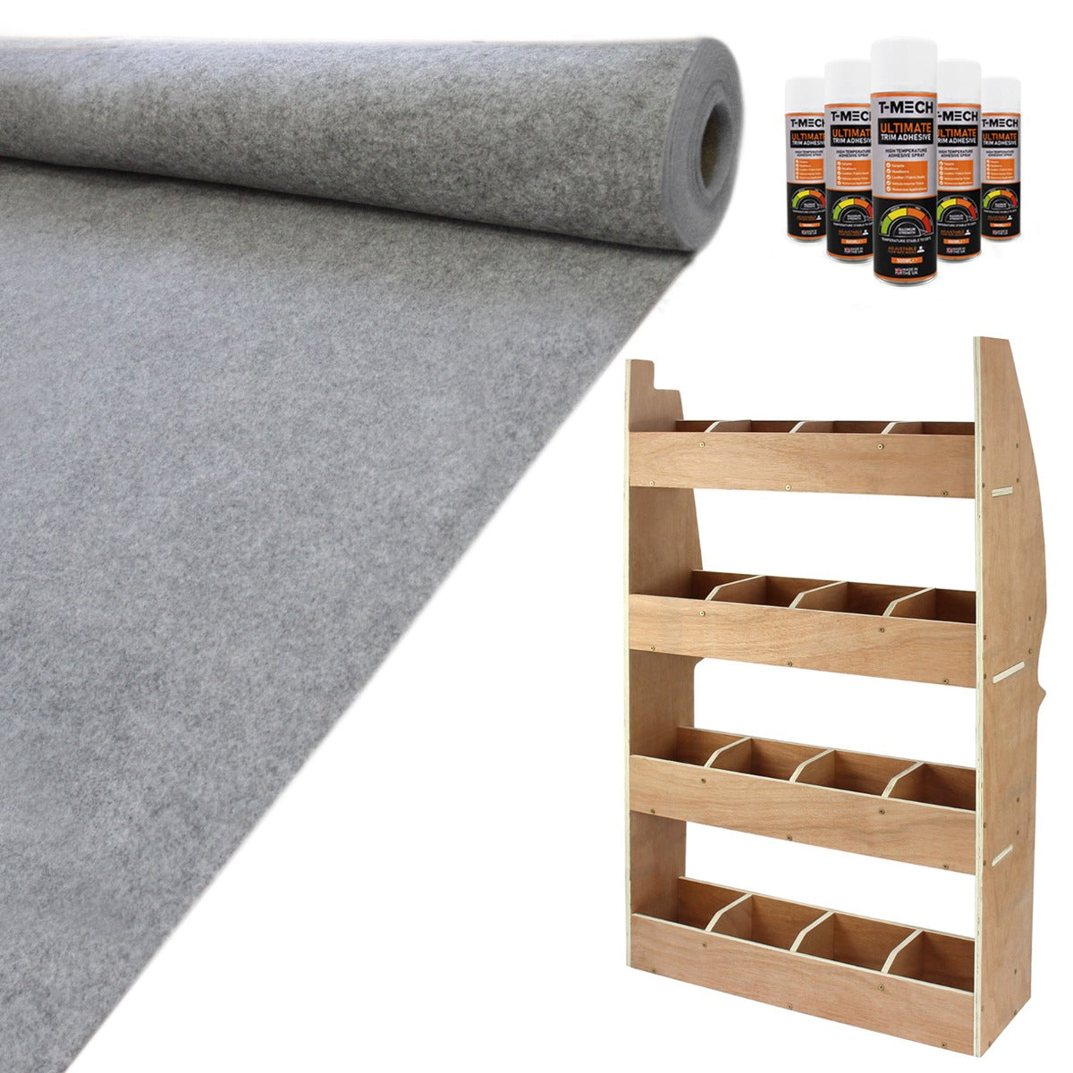 11m² Doublure Intérieure Feutre Gris Foncé & Rangement MDF pour Berlingo