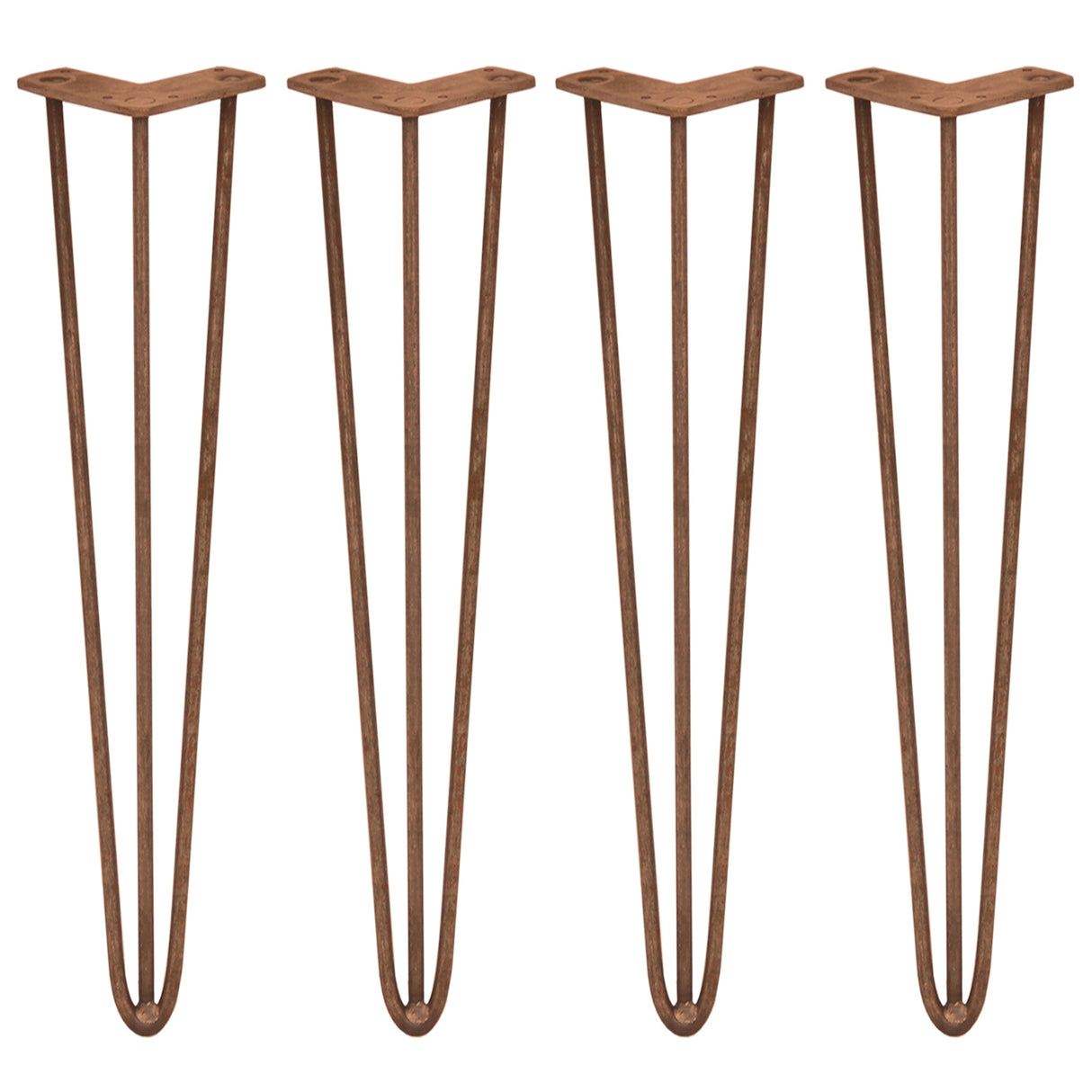 4 Pieds de Table en Epingle à Cheveux - 71cm - 3 Tiges - 10mm - Cuivre