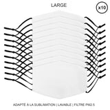 10 Masques Visage Vièrges pour Sublimation de Taille Large