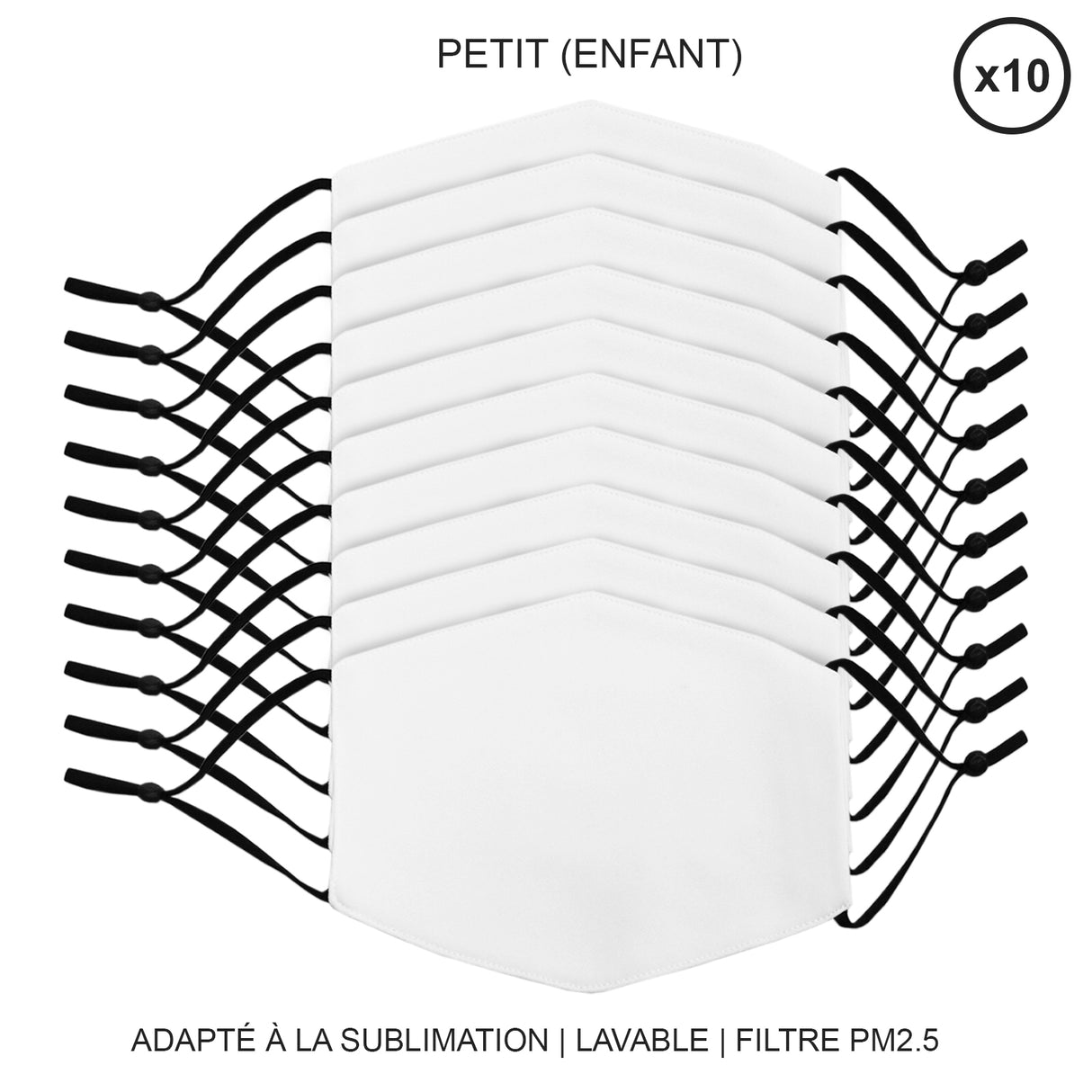 10 Masques Visage Vièrges pour Sublimation de Taille Petite