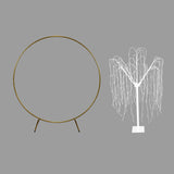 Décoration de Mariage - Combo Arche Circulaire Dorée & 1 Saule Pleureur Lumineux 240 cm Blanc Chaud