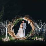 Décoration de Mariage - Combo Arche Circulaire Blanche  & 2 Saules Pleureur Lumineux 180 cm Blanc chaud