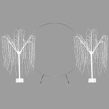 Décoration de Mariage - Combo Arche Circulaire Argentée  & 2 Saules Pleureur Lumineux 180 cm Blanc Chaud