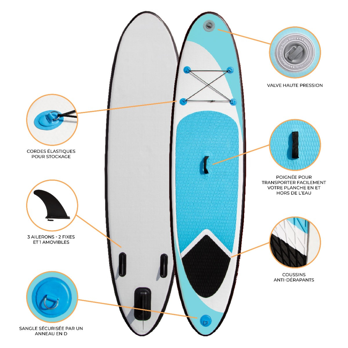 Planche de SUP Gonflable Bleue 3m