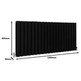 Radiateur Plat Noir Mat 60 cm x 140 cm