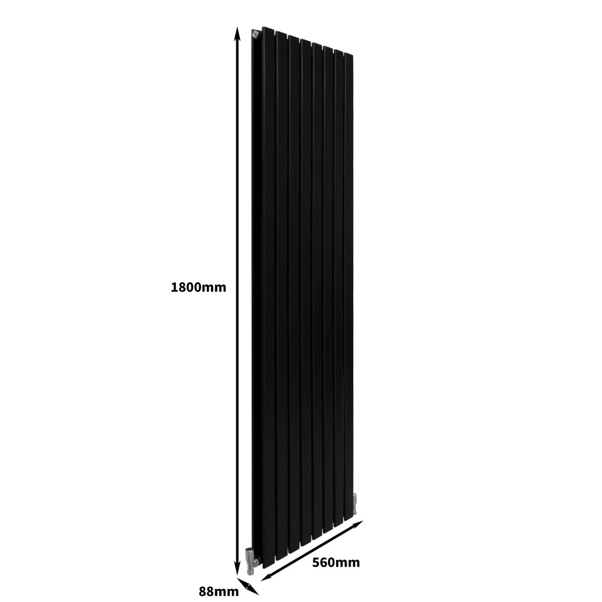 Radiateur Plat Noir Mat 180 cm x 56 cm