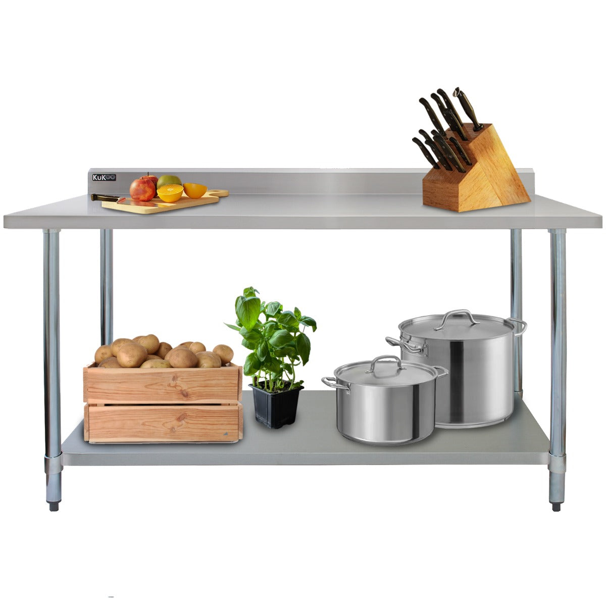 Établi en Acier Inoxydable Préparation Cuisine - 180 cm de Largeur