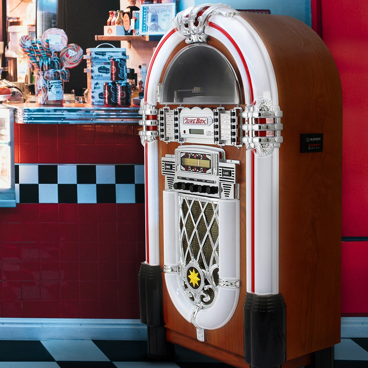 Jukebox Style Rétro Années 50 à système d'éclairages LED