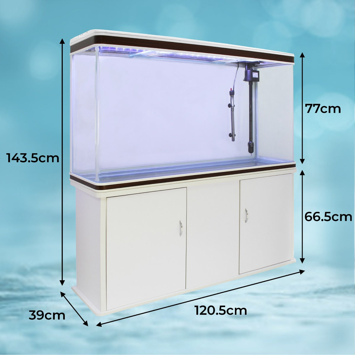 Aquarium Blanc avec Meuble de support Blanc assorti et Gravier Naturel