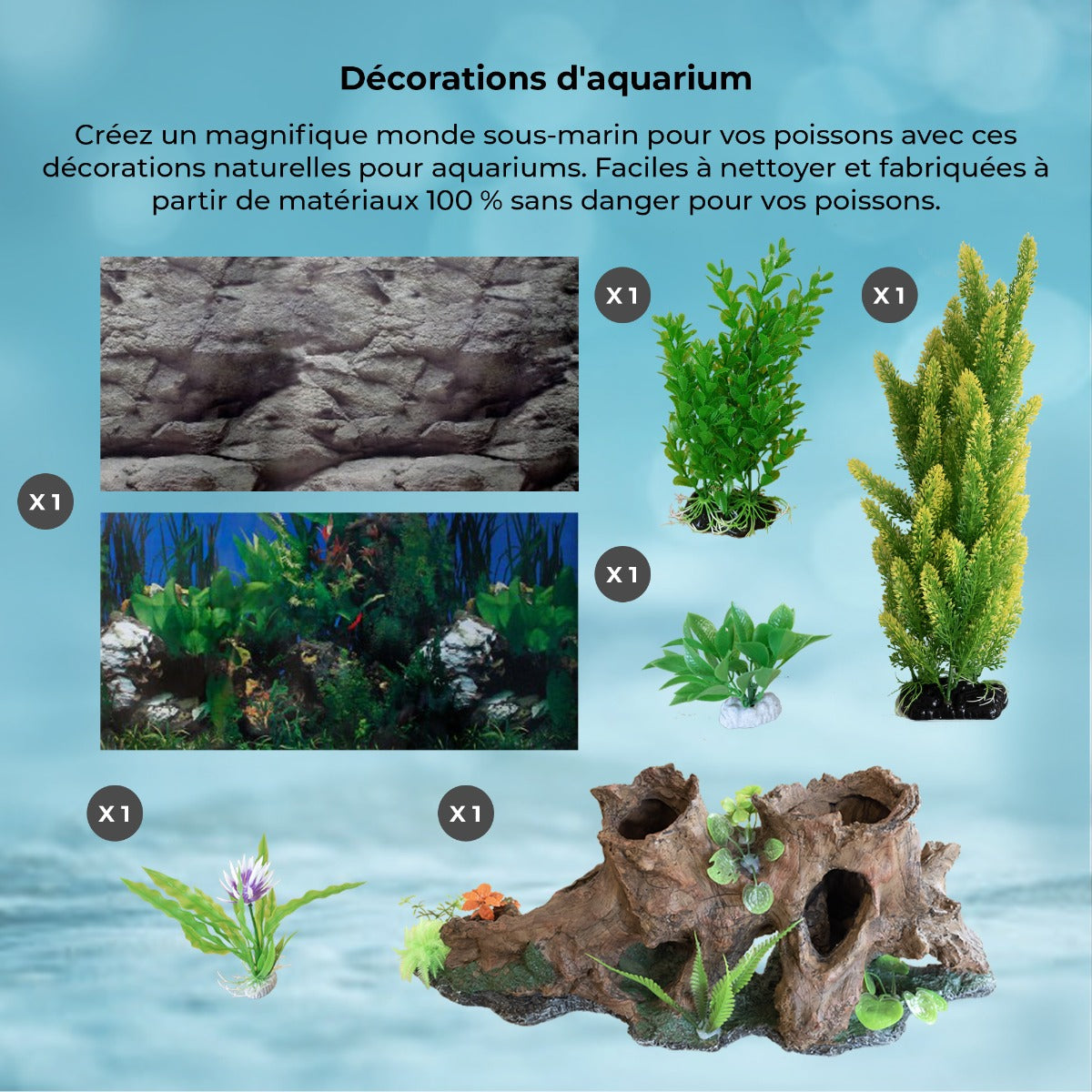 Aquarium Blanc avec Meuble de support Blanc assorti et Gravier Naturel