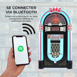 Jukebox Rétro à poser sur le sol MonsterShop Lecteur CD, MP3, Bluetooth, Radio, AUX, Eclairage