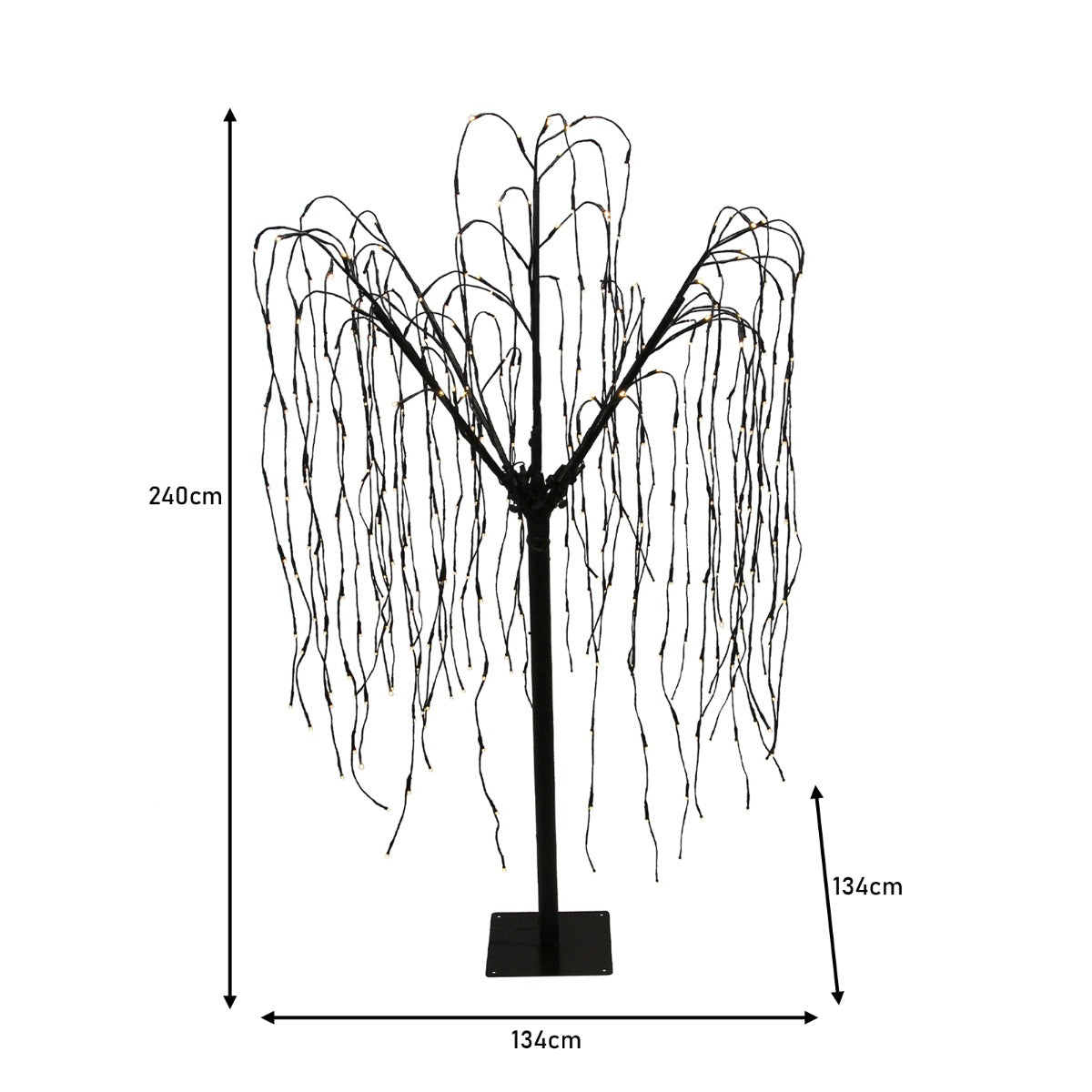 Décoration de Mariage - Combo Arche Circulaire Dorée & 1 Saule Pleureur Lumineux 240 cm Blanc Chaud