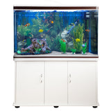 Aquarium Blanc avec Meuble de support Blanc assorti et Gravier Blanc