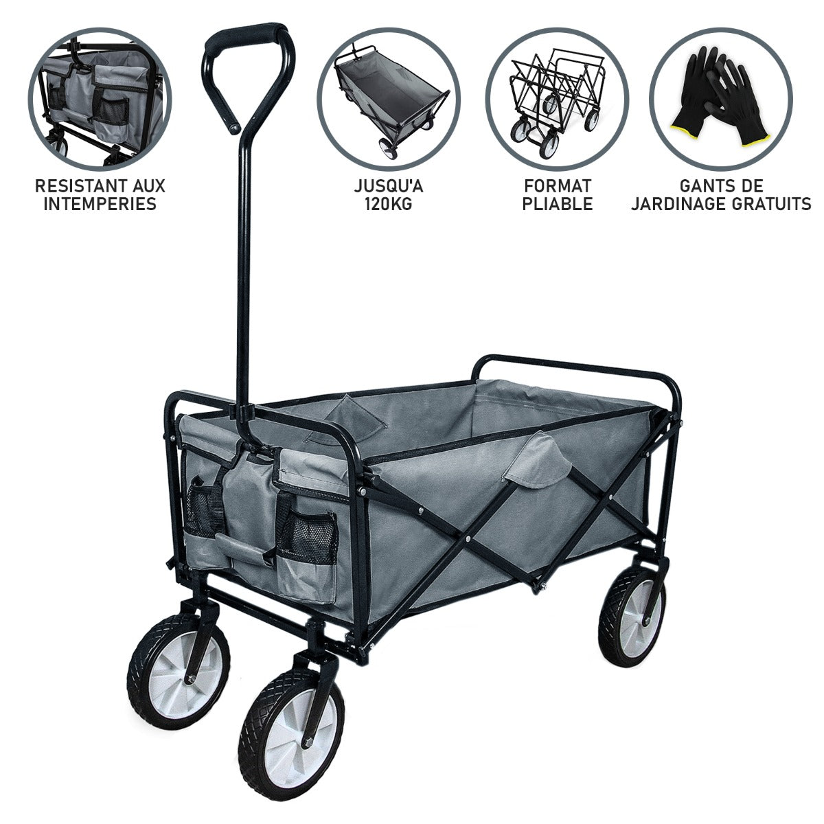 Chariot Pliable de Jardin – Gris